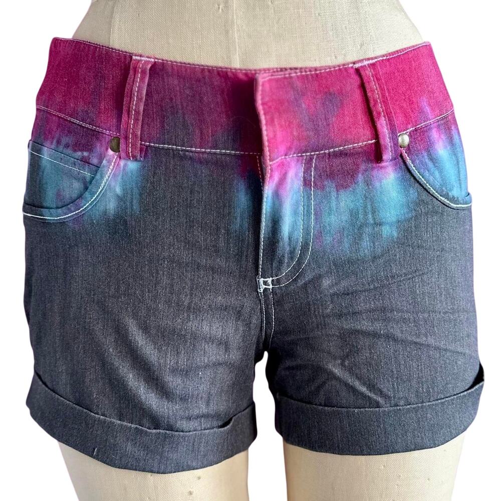 Womens Shorts Size 0 Multicolor Tie Dye Beachy Hippie Festival Vacation Resort
